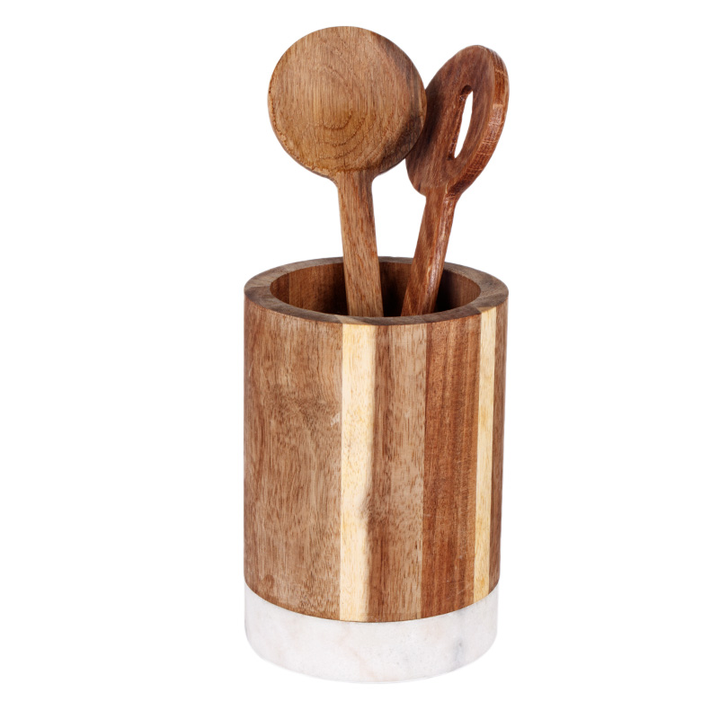 Natural Wood Cooking Utensil Holder