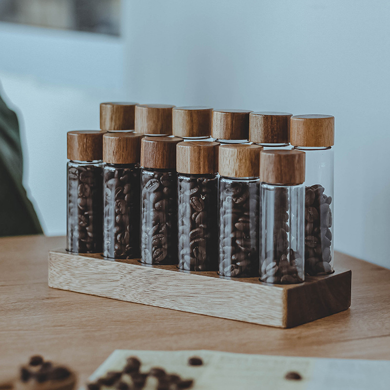 Wooden Coffee Bean Tube Holder Stand