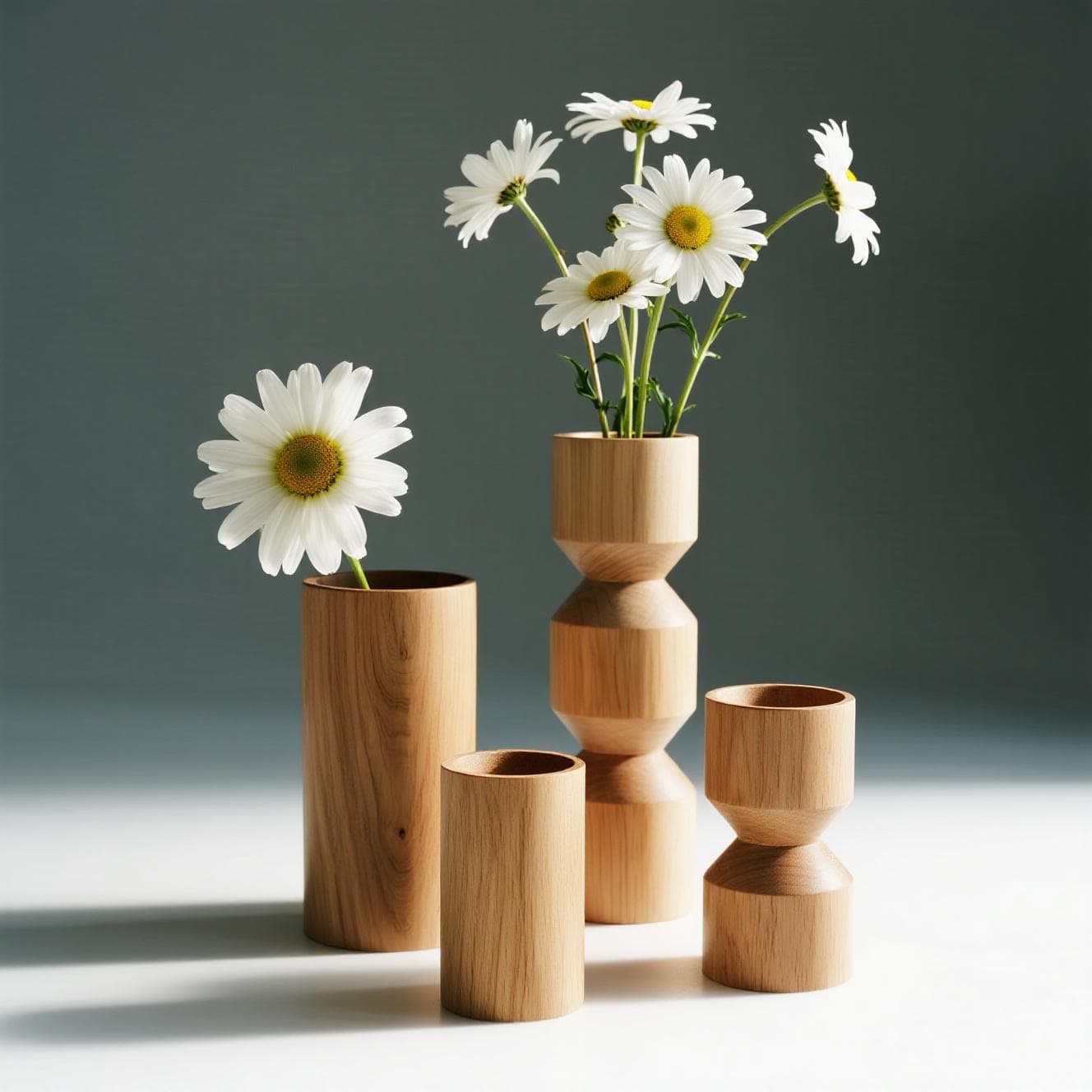 Tall Natural Wood Vases