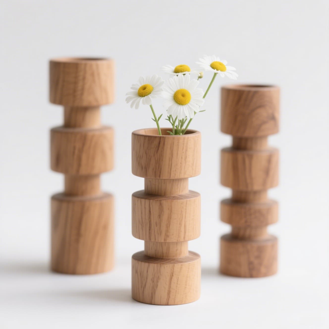 Handmade Wood Flower Vases