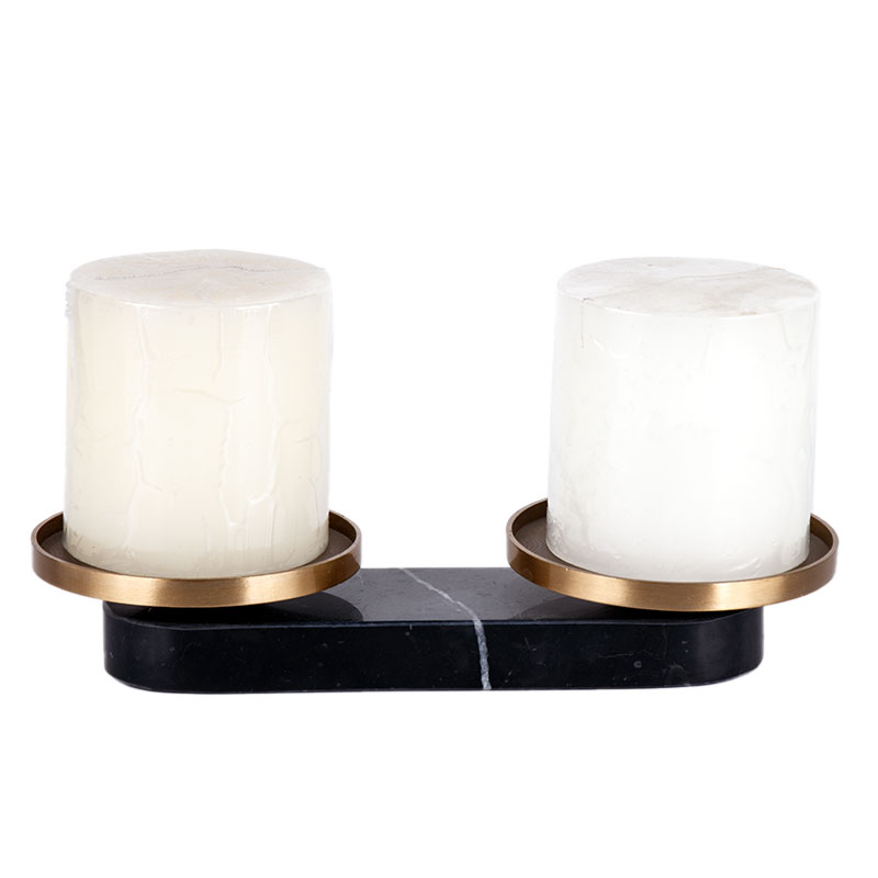 Vintage Brass And Marble Candle Holder