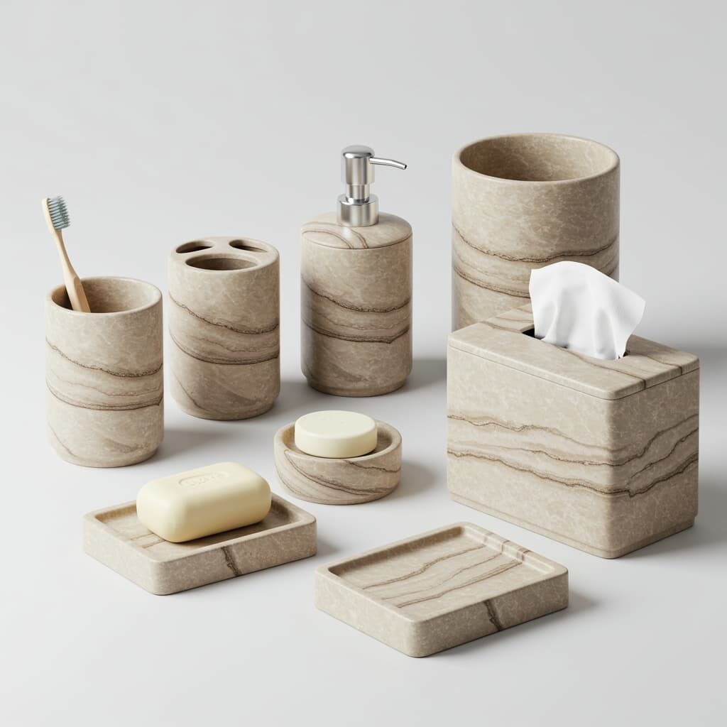 Beige Marble Bathroom Accessories